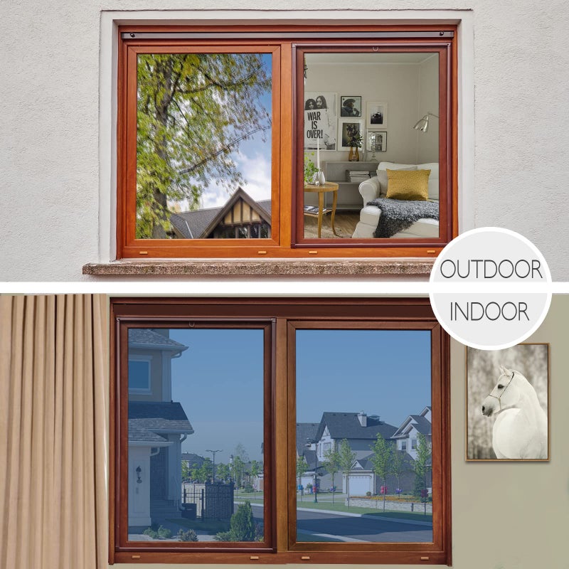 HIDBEA One Way Mirror Window Film Daytime Privacy, Heat Control Anti UV Reflective Window Tint for Home, Non-Adhesive Self Static Cling Window Stickers(Blue-Silver, 17.5 Inch x 6.5 Feet) - Image 5